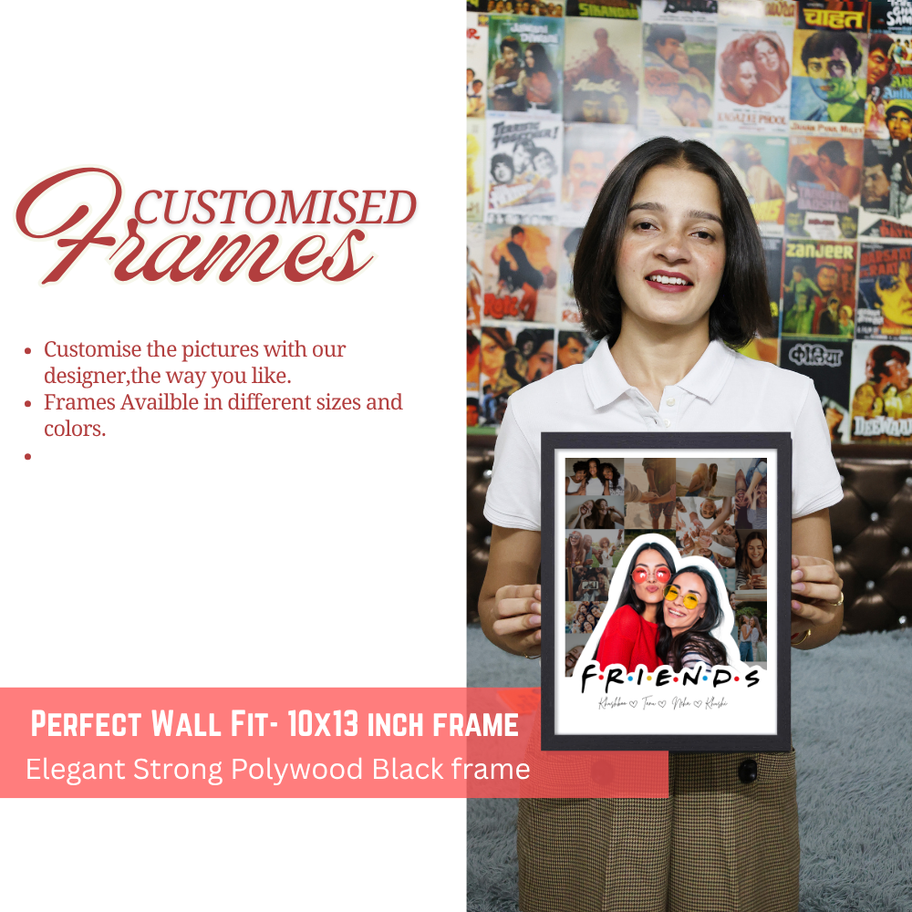 Custom Friends Photo Collage Frame 10x13 Inch – Personalized Picture Frame with Name & Photo – Friendship Gift for Besties, Girls, BFF, Birthday or Farewell