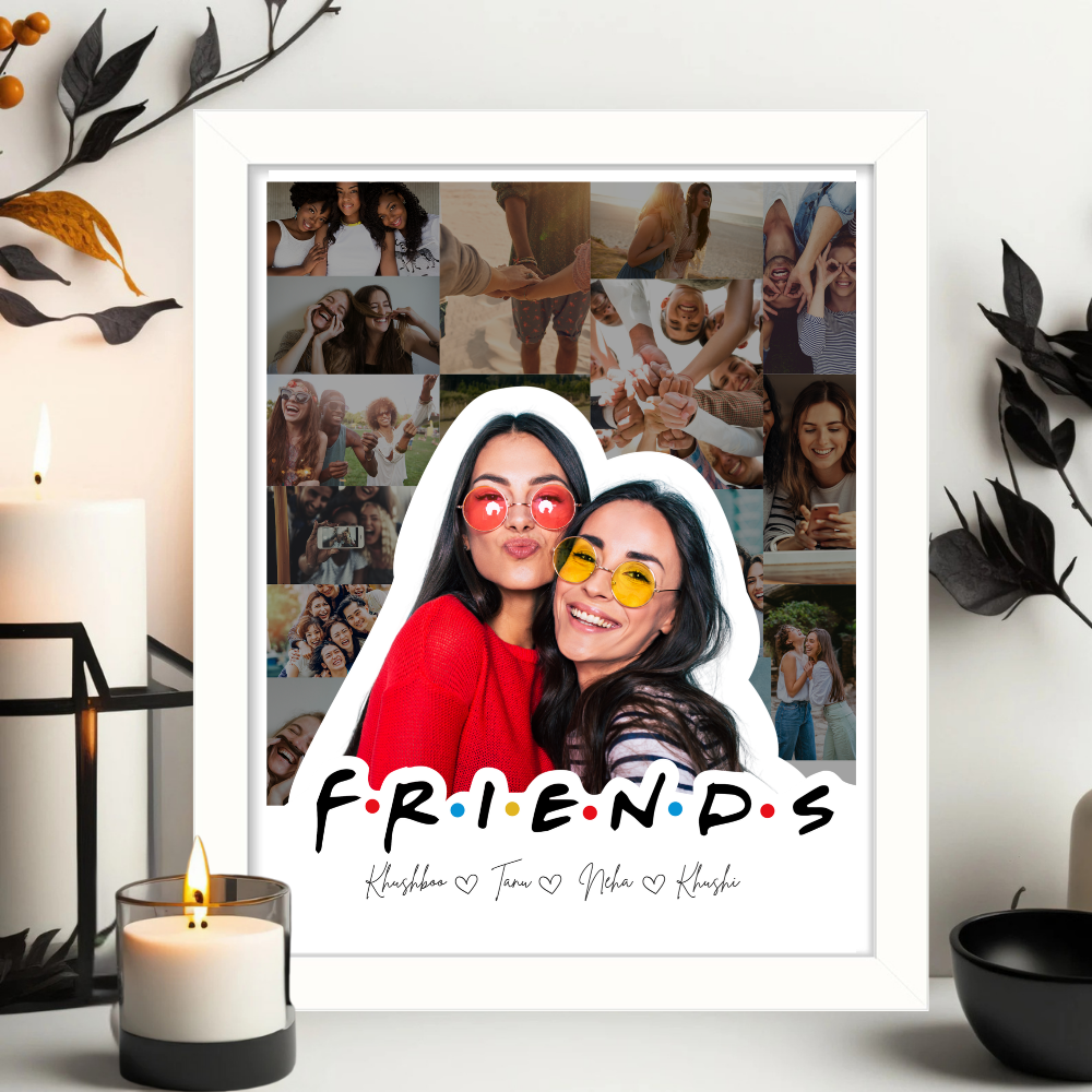 Custom Friends Photo Collage Frame Personalized 10x13 Inch White Frame for Best Friends Couples Sister with Names