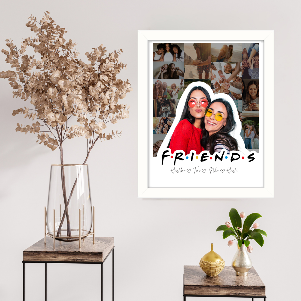 Custom Friends Photo Collage Frame Personalized 10x13 Inch White Frame for Best Friends Couples Sister with Names