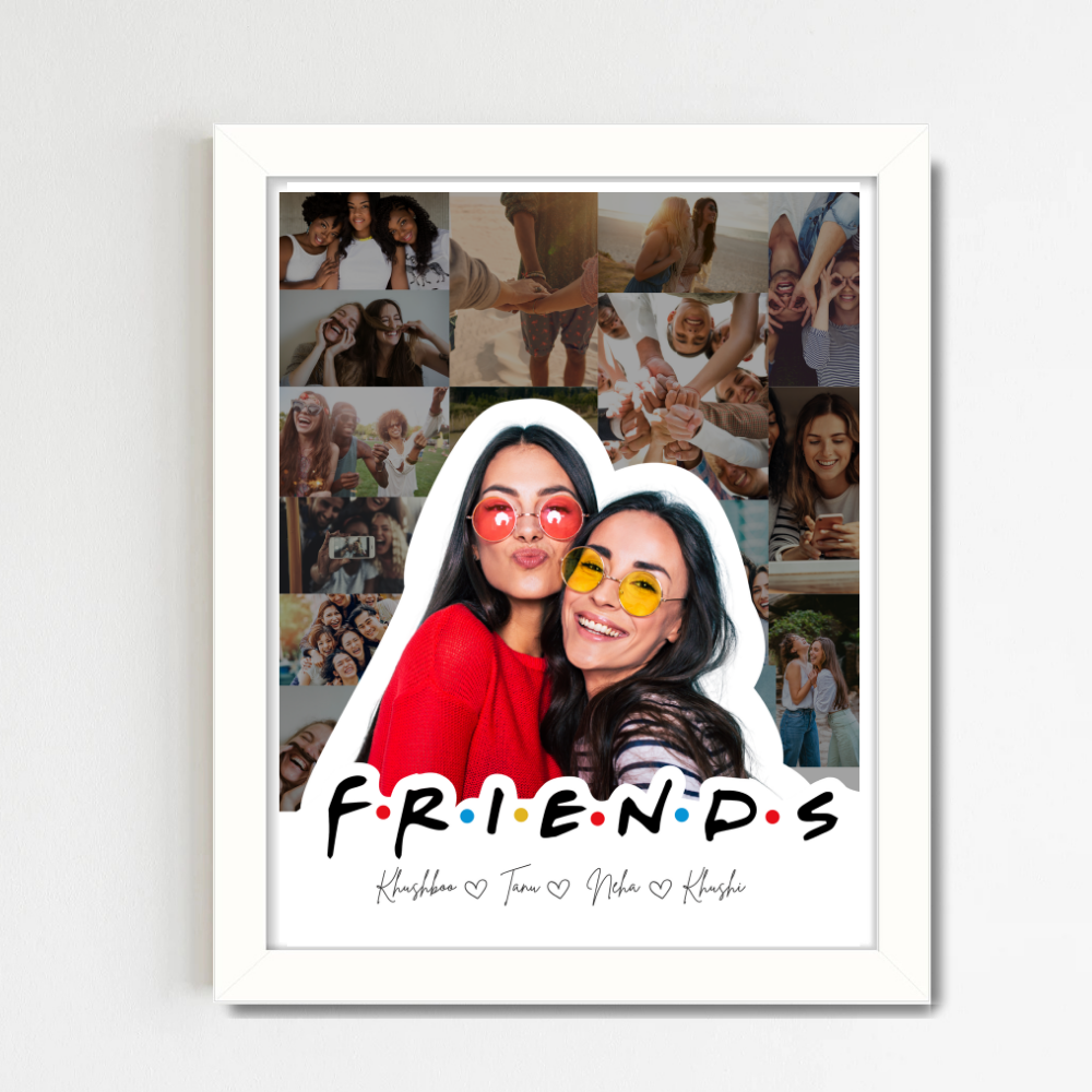 Custom Friends Photo Collage Frame Personalized 10x13 Inch White Frame for Best Friends Couples Sister with Names