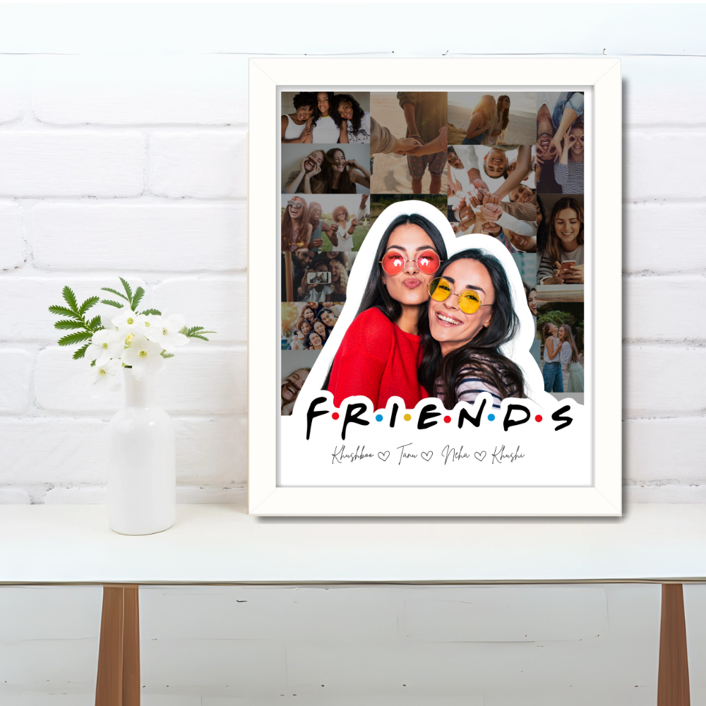 Custom Friends Photo Collage Frame Personalized 10x13 Inch White Frame for Best Friends Couples Sister with Names