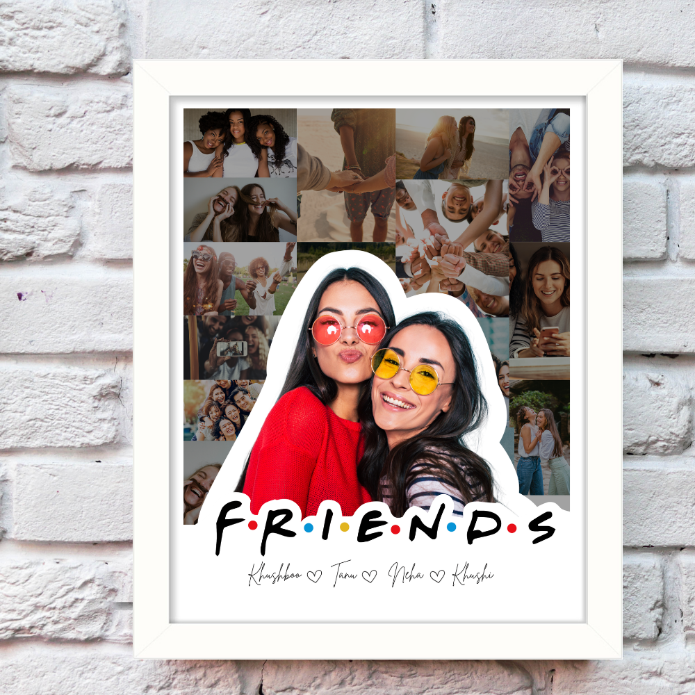 Custom Friends Photo Collage Frame Personalized 10x13 Inch White Frame for Best Friends Couples Sister with Names