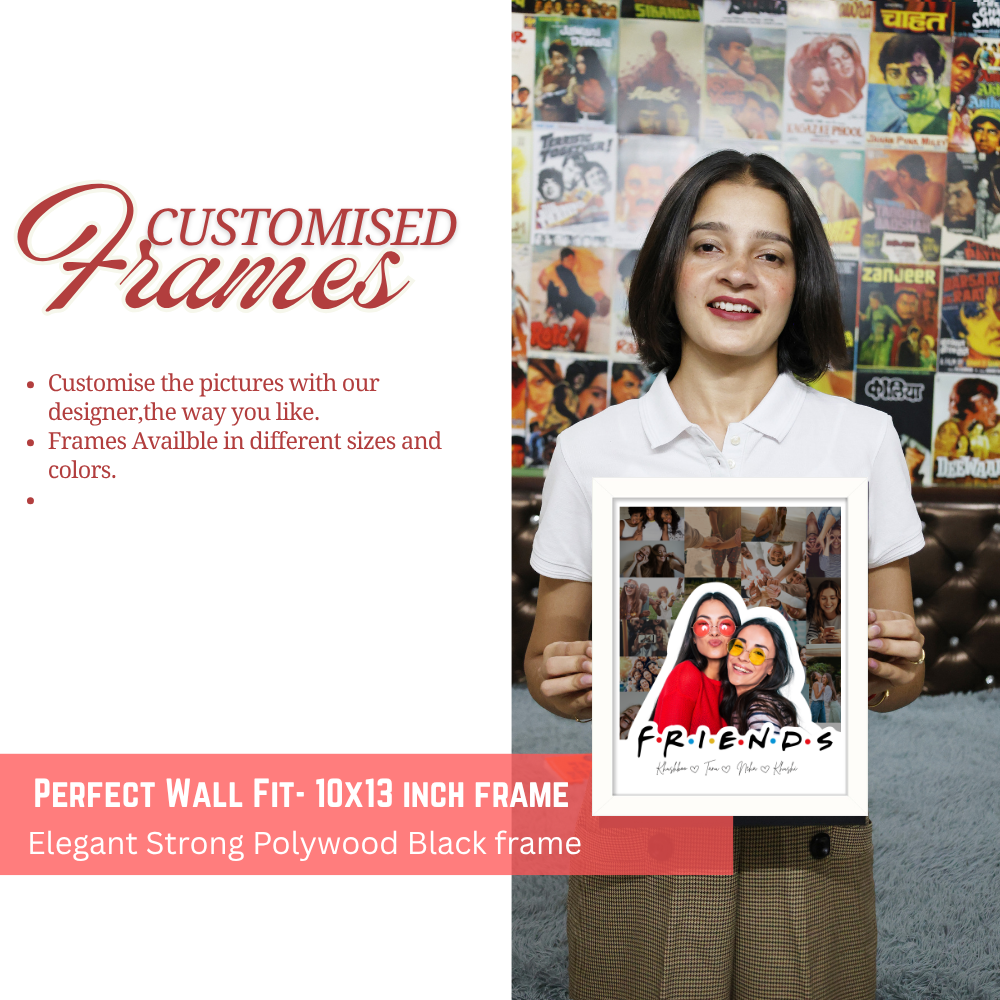 Custom Friends Photo Collage Frame Personalized 10x13 Inch White Frame for Best Friends Couples Sister with Names