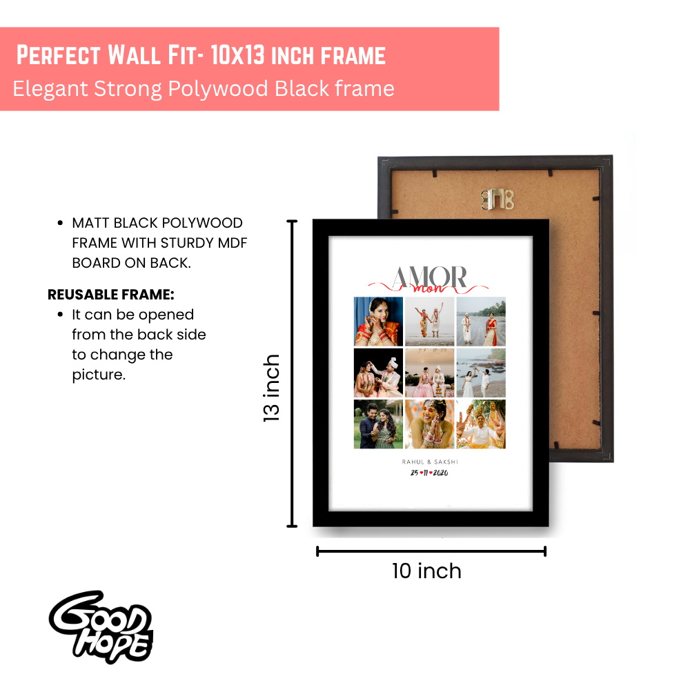 Custom Wedding Photo Collage Frame | Personalized Couple Memory Wall Art