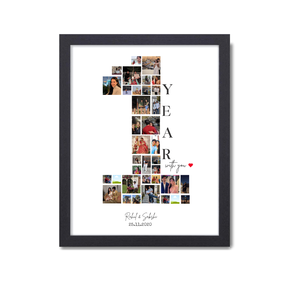 1 year anniversary gift, personalized anniversary frame, custom photo collage frame  for new born baby, couple photo frame with name, romantic gift for boyfriend, gift for girlfriend anniversary, 1st anniversary frame, relationship gift, custom couple frame, 10x13 photo frame, anniversary wall décor, photo collage for couples, customized frame for love, anniversary keepsake, 1 Year Anniversary Photo Collage Frame for couple, new born baby