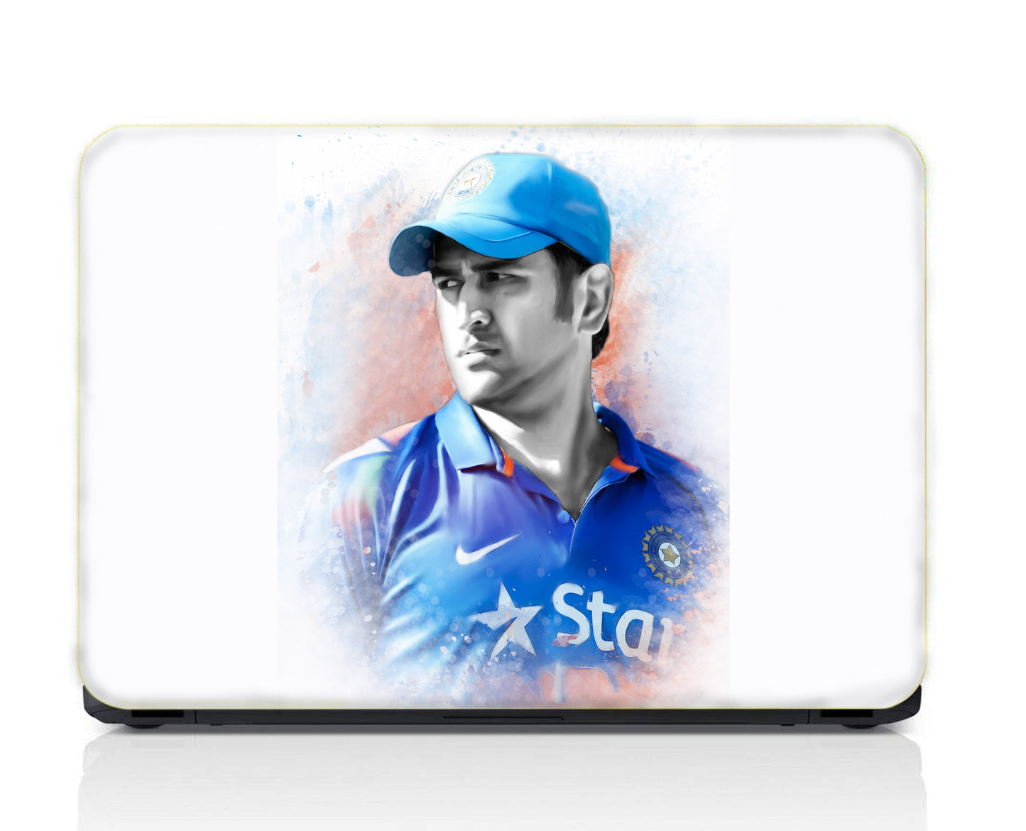 MS Dhoni Art Laptop Skin Vinyl, No Bubble, Multicolor 11.6"- 15.6" inch Laptop