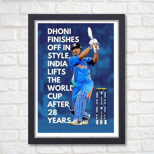  MS Dhoni Poster Frame Mahi Wall Framed Posters Mahendra Singh Dhoni Motivational Quotes Photo Frames Paintings For Room Wall Decoration, Living Room Bedroom Boys Gift Fan| Cricket Lover Cricketers Wall Decor