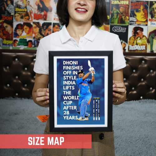  MS Dhoni Poster Frame Mahi Wall Framed Posters Mahendra Singh Dhoni Motivational Quotes Photo Frames Paintings For Room Wall Decoration, Living Room Bedroom Boys Gift Fan| Cricket Lover Cricketers Wall Decor