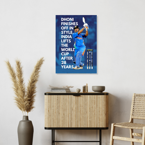  MS Dhoni Poster Frame Mahi Wall Framed Posters Mahendra Singh Dhoni Motivational Quotes Photo Frames Paintings For Room Wall Decoration, Living Room Bedroom Boys Gift Fan| Cricket Lover Cricketers Wall Decor