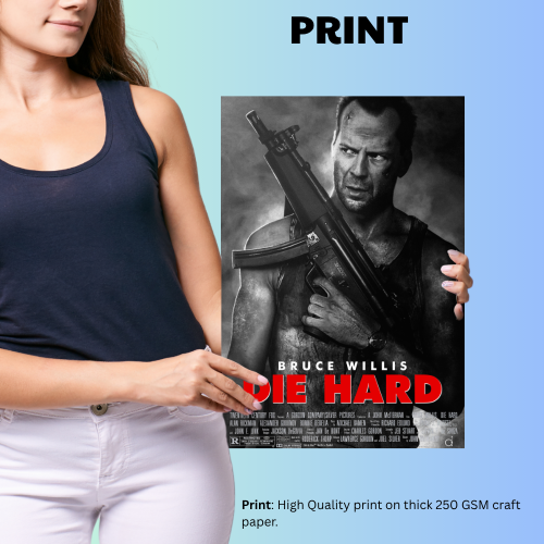 Die Hard Movie Poster Frame Action Thriller Film Framed Posters Hollywood Movies Artwork Canvas Painting Photo Frames for Wall Art Decor Home Decoration Living Room Bedroom Office Study Room Cafe Restraunt