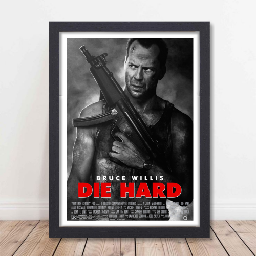 Die Hard Movie Poster Frame Action Thriller Film Framed Posters Hollywood Movies Artwork Canvas Painting Photo Frames for Wall Art Decor Home Decoration Living Room Bedroom Office Study Room Cafe Restraunt
