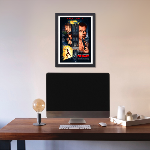 Die Hard Movie Poster Frame Action Thriller Film Framed Posters Hollywood Movies Artwork Canvas Painting Photo Frames for Wall Decor Home Decoration Living Room Bedroom Office Study Room Cafe Restraunt