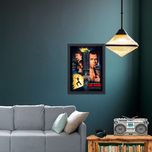 Die Hard Movie Poster Frame Action Thriller Film Framed Posters Hollywood Movies Artwork Canvas Painting Photo Frames for Wall Decor Home Decoration Living Room Bedroom Office Study Room Cafe Restraunt
