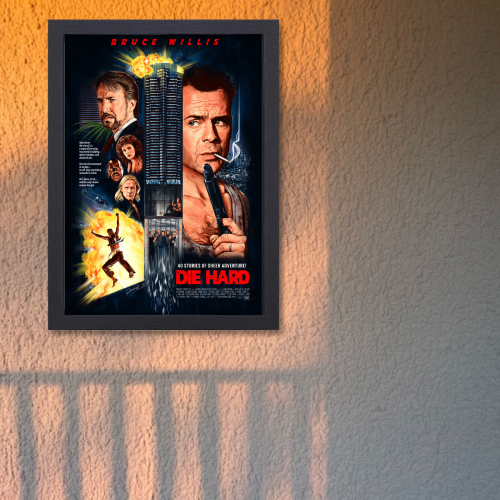 Die Hard Movie Poster Frame Action Thriller Film Framed Posters Hollywood Movies Artwork Canvas Painting Photo Frames for Wall Decor Home Decoration Living Room Bedroom Office Study Room Cafe Restraunt