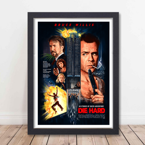 Die Hard Movie Poster Frame Action Thriller Film Framed Posters Hollywood Movies Artwork Canvas Painting Photo Frames for Wall Decor Home Decoration Living Room Bedroom Office Study Room Cafe Restraunt