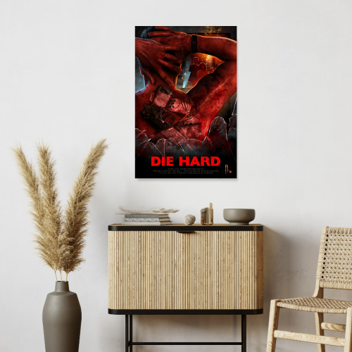 Die Hard Movie Poster Frame Action Thriller Film Framed Posters Hollywood Movies Artwork Canvas Painting Photo Frames for Wall Decor Home Art Decoration Living Room Bedroom Office Study Room Cafe Restraunt