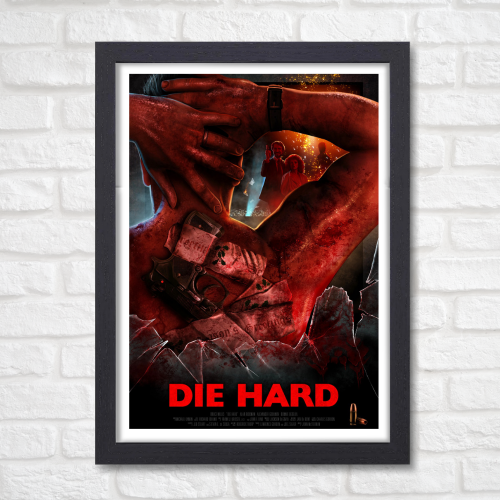 Die Hard Movie Poster Frame Action Thriller Film Framed Posters Hollywood Movies Artwork Canvas Painting Photo Frames for Wall Decor Home Art Decoration Living Room Bedroom Office Study Room Cafe Restraunt