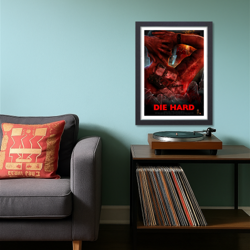 Die Hard Movie Poster Frame Action Thriller Film Framed Posters Hollywood Movies Artwork Canvas Painting Photo Frames for Wall Decor Home Art Decoration Living Room Bedroom Office Study Room Cafe Restraunt