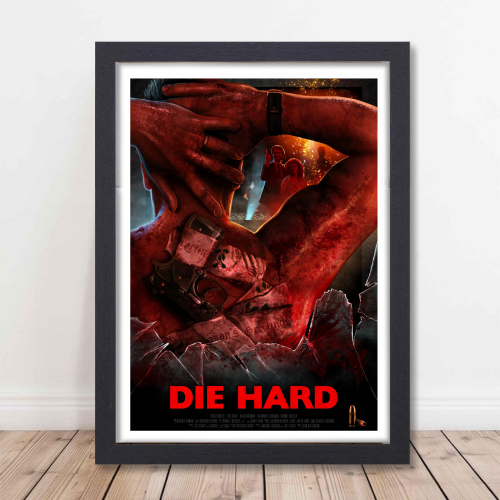 Die Hard Movie Poster Frame Action Thriller Film Framed Posters Hollywood Movies Artwork Canvas Painting Photo Frames for Wall Decor Home Art Decoration Living Room Bedroom Office Study Room Cafe Restraunt