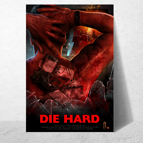 Die Hard Movie Poster Frame Action Thriller Film Framed Posters Hollywood Movies Artwork Canvas Painting Photo Frames for Wall Decor Home Art Decoration Living Room Bedroom Office Study Room Cafe Restraunt