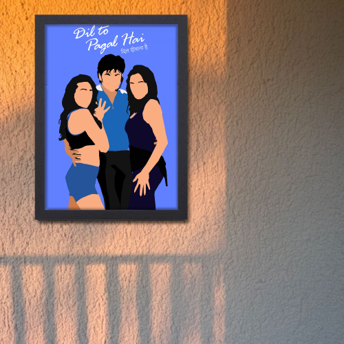 Dil Tou Pagal Hai Shahrukh Khan Movie Poster Frame Bollywood Movies Framed Posters Dialogues Quotes Artwork Canvas Paintings Photo Frames For Wall Decor Bedroom Living Room Decoration Home Office Cafe Restraunt, dil to pagal hai poster, dil to pagal hai poster hd, dil to pagal hai movie Poster, dil to pagal hai movie poster hd, dil to pagal hai film poster, dil to pagal hai movie posters, dil to pagal hai poster framed, srk movie poster, srk movie poster hd, shahrukh khan movie poster, srk king movie poster