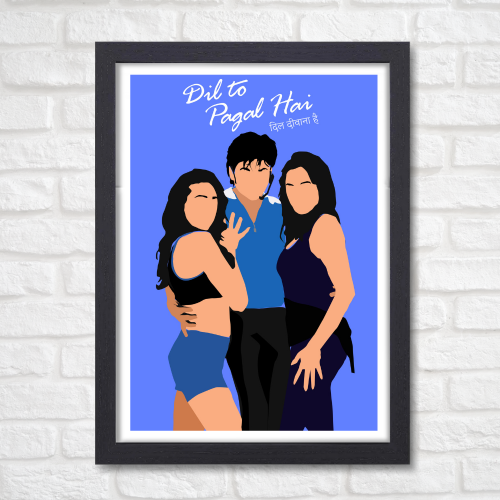 Dil Tou Pagal Hai Shahrukh Khan Movie Poster Frame Bollywood Movies Framed Posters Dialogues Quotes Artwork Canvas Paintings Photo Frames For Wall Decor Bedroom Living Room Decoration Home Office Cafe Restraunt, dil to pagal hai poster, dil to pagal hai poster hd, dil to pagal hai movie Poster, dil to pagal hai movie poster hd, dil to pagal hai film poster, dil to pagal hai movie posters, dil to pagal hai poster framed, srk movie poster, srk movie poster hd, shahrukh khan movie poster, srk king movie poster