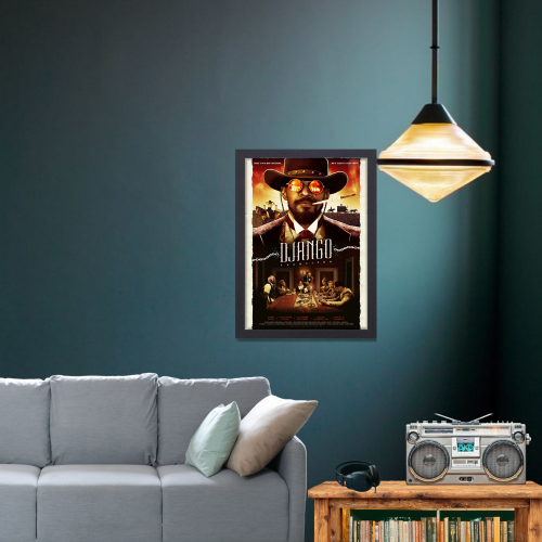Django Unchained Movie Poster Frame Western Action Film Artwork Framed Posters Hollwood Movies Canvas Painting Photo Frames For Wall Decor Living Room Bedroom  Study Room Restraunt Cafe Office & Home Decoration