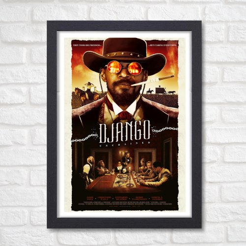 Django Unchained Movie Poster Frame Western Action Film Artwork Framed Posters Hollwood Movies Canvas Painting Photo Frames For Wall Decor Living Room Bedroom  Study Room Restraunt Cafe Office & Home Decoration