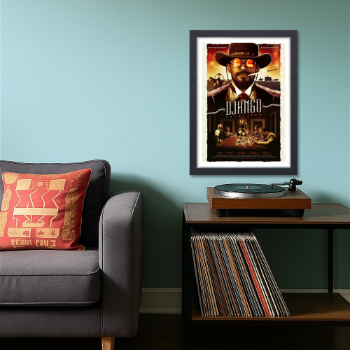 Django Unchained Movie Poster Frame Western Action Film Artwork Framed Posters Hollwood Movies Canvas Painting Photo Frames For Wall Decor Living Room Bedroom  Study Room Restraunt Cafe Office & Home Decoration