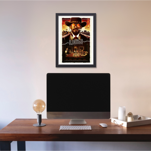 Django Unchained Movie Poster Frame Western Action Film Artwork Framed Posters Hollwood Movies Canvas Painting Photo Frames For Wall Decor Living Room Bedroom  Study Room Restraunt Cafe Office & Home Decoration