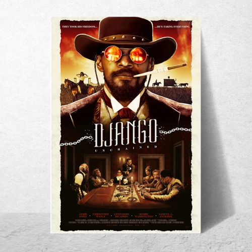 Django Unchained Movie Poster Frame Western Action Film Artwork Framed Posters Hollwood Movies Canvas Painting Photo Frames For Wall Decor Living Room Bedroom  Study Room Restraunt Cafe Office & Home Decoration