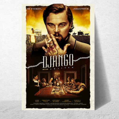Django Unchained Movie Poster Frame Western Action Movies Artwork Framed Posters Hollwood Film Canvas Painting Photo Frames For Wall Decor Living Room Bedroom  Study Room Restraunt Cafe Office & Home Decoration