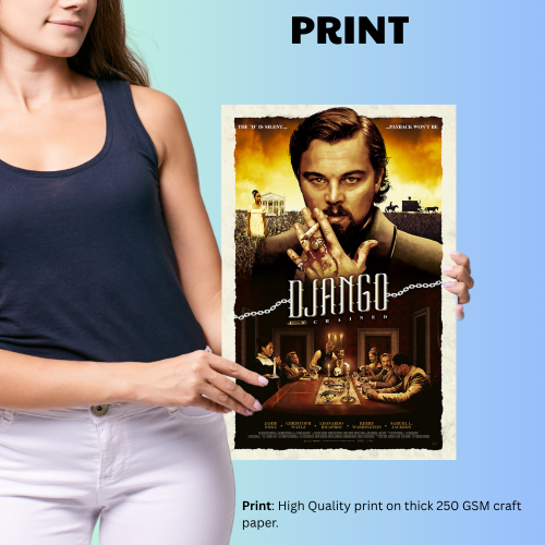 Django Unchained Movie Poster Frame Western Action Movies Artwork Framed Posters Hollwood Film Canvas Painting Photo Frames For Wall Decor Living Room Bedroom  Study Room Restraunt Cafe Office & Home Decoration