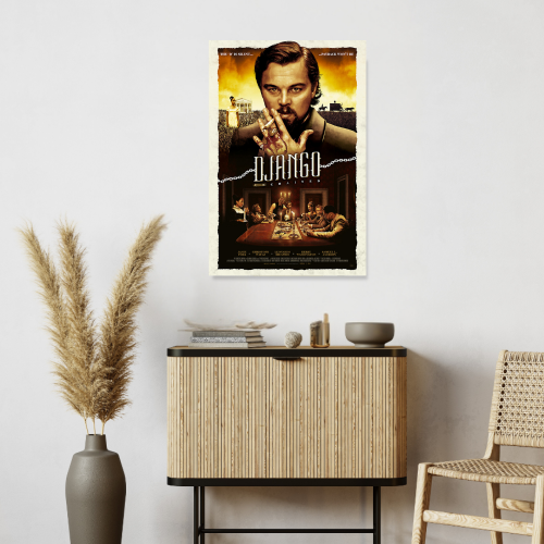 Django Unchained Movie Poster Frame Western Action Movies Artwork Framed Posters Hollwood Film Canvas Painting Photo Frames For Wall Decor Living Room Bedroom  Study Room Restraunt Cafe Office & Home Decoration