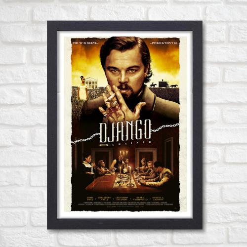Django Unchained Movie Poster Frame Western Action Movies Artwork Framed Posters Hollwood Film Canvas Painting Photo Frames For Wall Decor Living Room Bedroom  Study Room Restraunt Cafe Office & Home Decoration