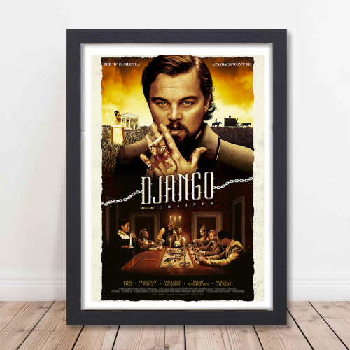 Django Unchained Movie Poster Frame Western Action Movies Artwork Framed Posters Hollwood Film Canvas Painting Photo Frames For Wall Decor Living Room Bedroom  Study Room Restraunt Cafe Office & Home Decoration
