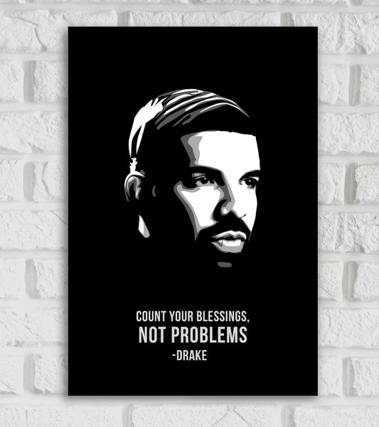 Drake Rapper and Songwriter Pop Culture Art Music Artist Singer Black & White Color Motivational Quote Matte Finish Posters Frames