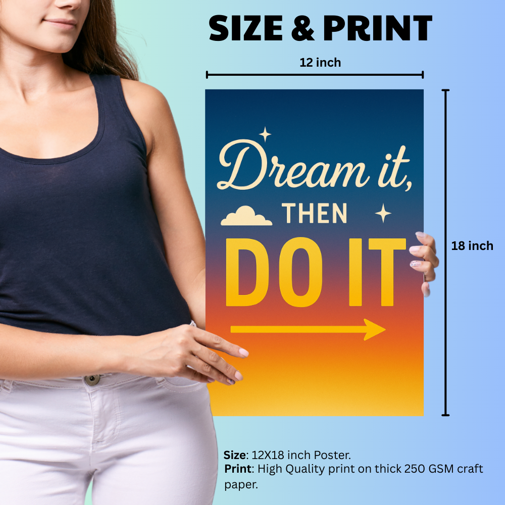 Motivational Quotes Poster Motivation Quote Posters Inspiring Lines Painting Stickers for Students & Study Room Library decoration Living room bedroom kitchen Dining hall & office wall decor (with frame & without frame)