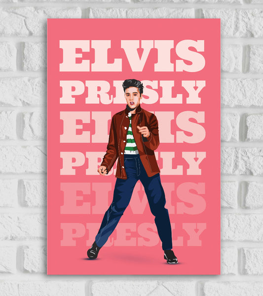 Elvis Presley American singer and actor Hollywood Songwriter Pop Culture Art Music Artist Painting Texture Motivational Quote pink Color Matte Finish Posters Frames