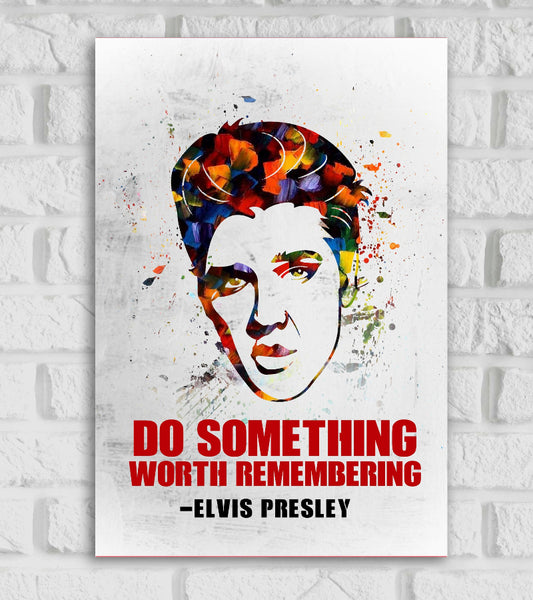 Elvis Presley American singer and actor Hollywood Songwriter Pop Culture Art Music Artist Painting Texture Motivational Quote White Colorful Matte Finish Posters Frames