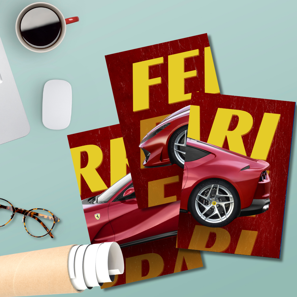 Ferrari Sports Car 3-Piece Poster | Red Supercar Wall Art