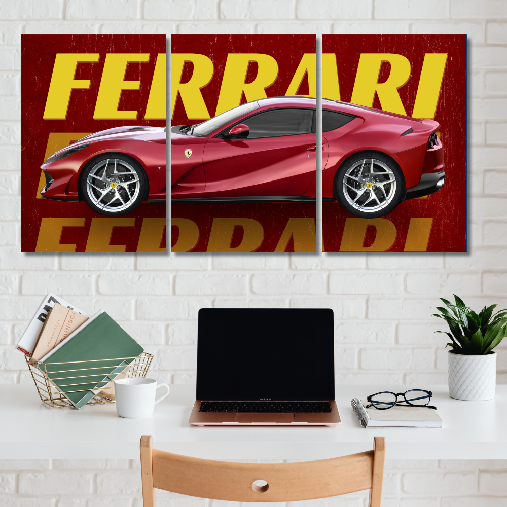 Ferrari Sports Car 3-Piece Poster | Red Supercar Wall Art