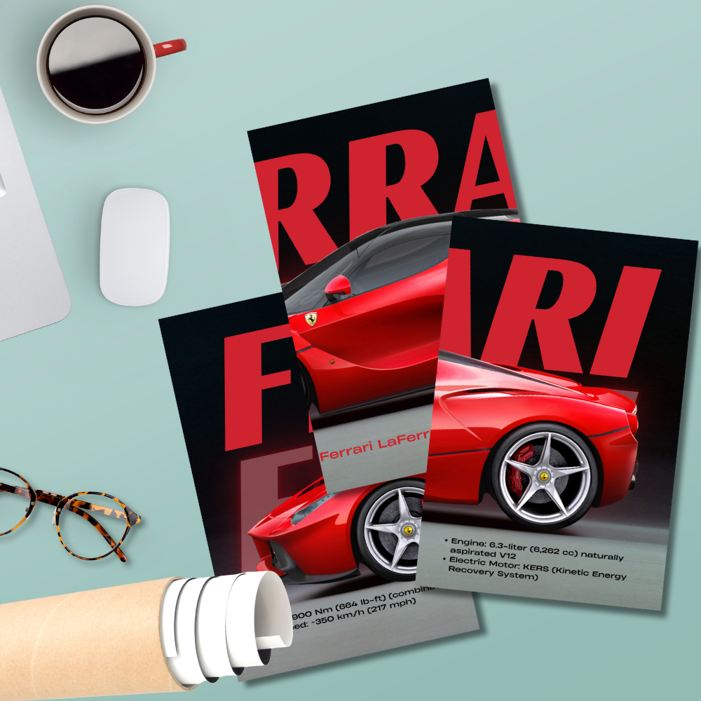 Ferrari LaFerrari Hybrid Supercar Poster – 3 Panel Split Posters (2013–2018)