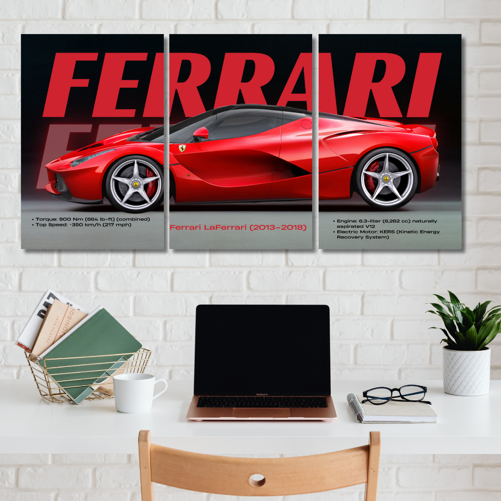 Ferrari LaFerrari Hybrid Supercar Poster – 3 Panel Split Posters (2013–2018)