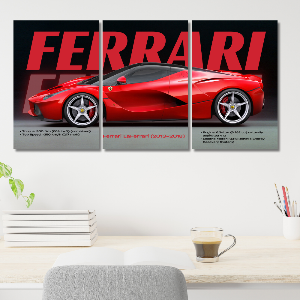 Ferrari LaFerrari Hybrid Supercar Poster – 3 Panel Split Posters (2013–2018)