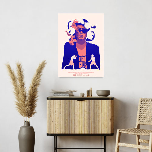 Fight Club Movie Poster Frame Action Movies Artwork Framed Posters Hollywood Crime Film Canvas Painting Photo Frames For Wall Decor Living Room Bedroom Art Study Room Restraunt Cafe Office & Home Decoration