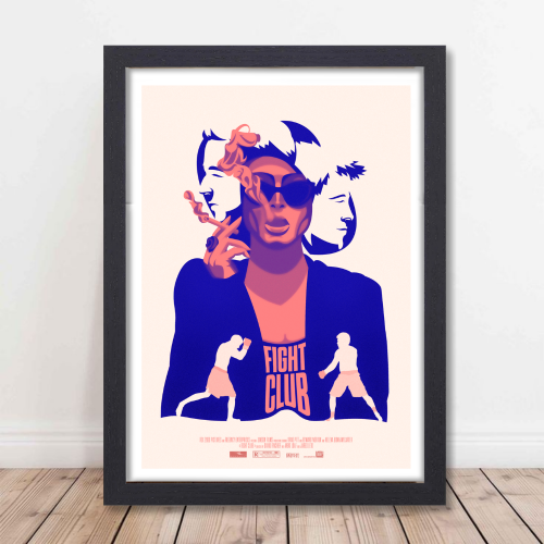 Fight Club Movie Poster Frame Action Movies Artwork Framed Posters Hollywood Crime Film Canvas Painting Photo Frames For Wall Decor Living Room Bedroom Art Study Room Restraunt Cafe Office & Home Decoration