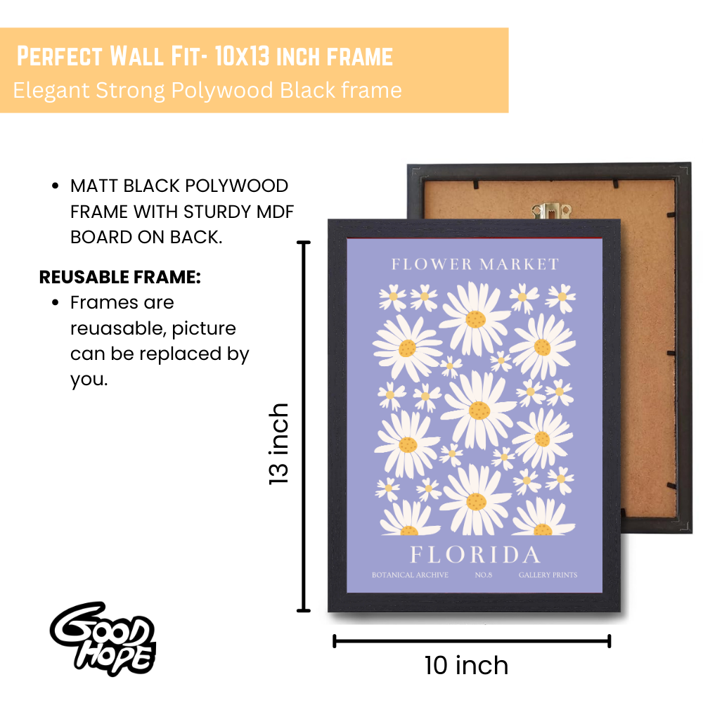 Flowers Frames for wall decoration, wall frame for living room, Flowers Photo Frames, boho wall frame aesthetic, framed Poster, Flower Photo Frames for Living Aera, Daisy Floral Print, floral paintings for living room