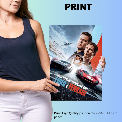 Ford Vs Ferrari Film Poster Frame Sport Action Art work Movie Framed Posters Hollywood Movies Canvas Painting Photo Frames for Wall Decor Living Room Bedroom  Study Room Restraunt Cafe Office & Home Decoration