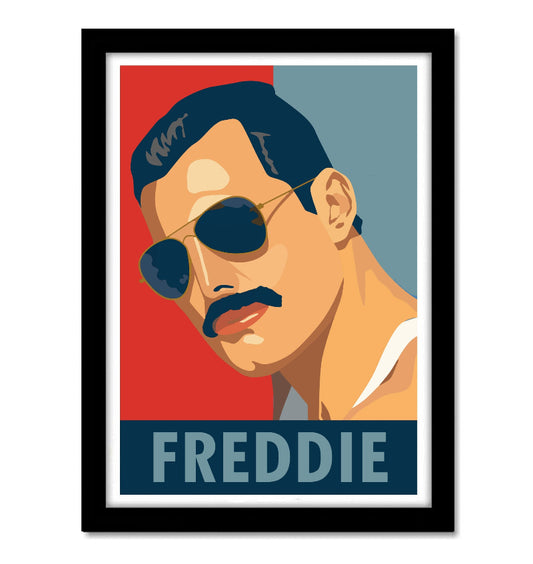 Freddie Mercury British Singer-Songwriter Pop Art Music Artist Artwork Popular Singers Singing illustration  Matte Finish Beautiful Wall Decor Framed Poster